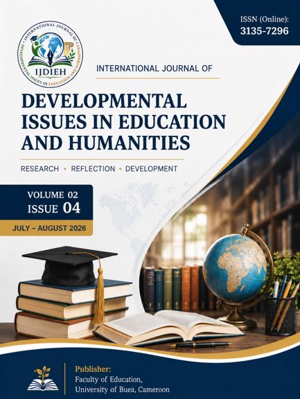 International Journal of Developmental Issues in Education and Humanities, Vol. 2 No. 4, July–August 2026, featuring an academic library, books, education symbols, and a world map.