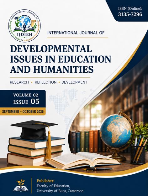 International Journal of Developmental Issues in Education and Humanities, Vol. 2 No. 4, July–August 2026, featuring an academic library, books, education symbols, and a world map.